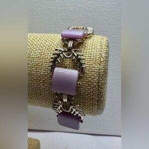 Vintage Lavender Thermoset and Silver Bracelet